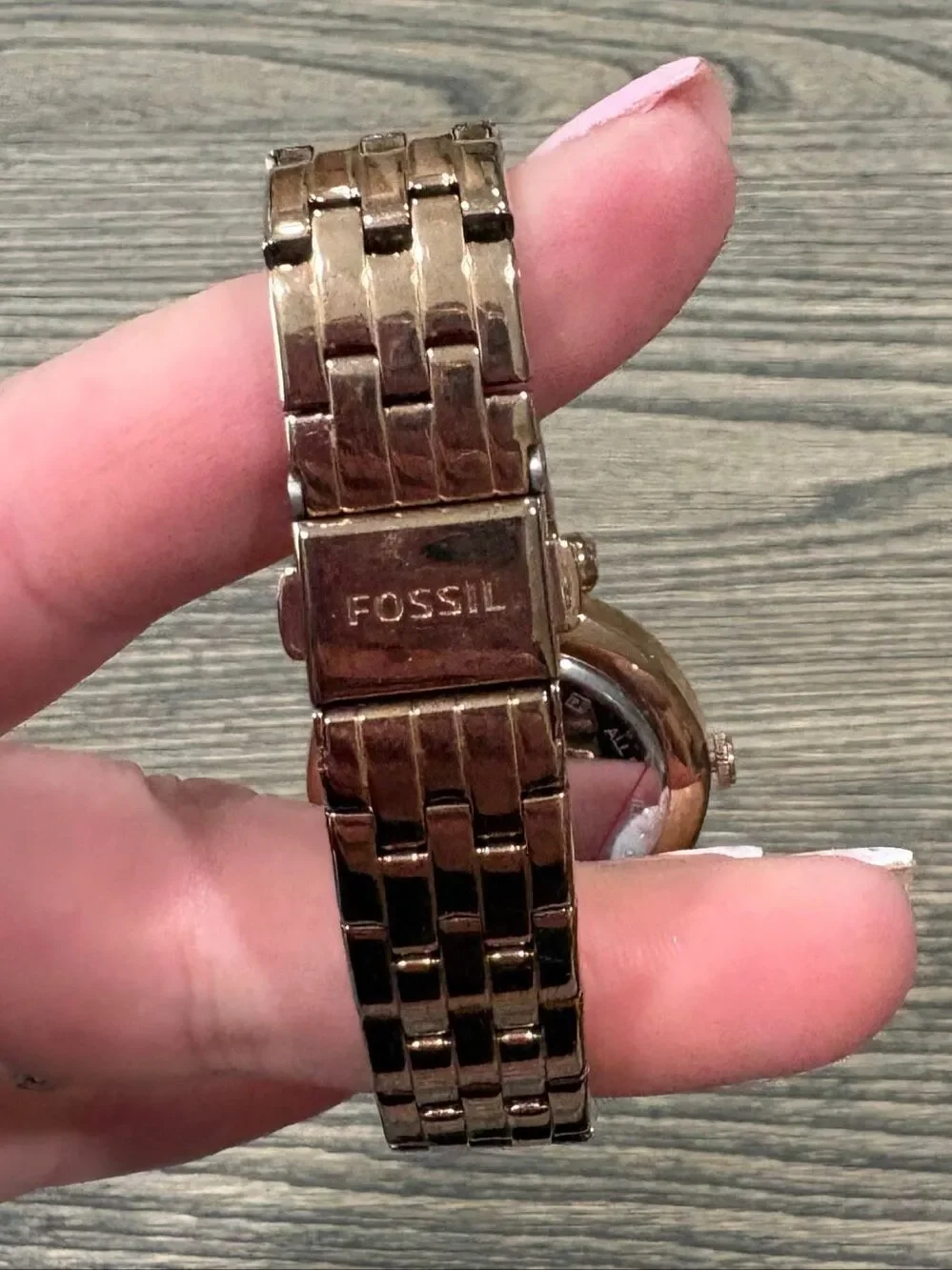 Fossil Womens Watch Crystal Bezel Rose Gold Dial Stainless Steel Bracelet 36mm